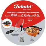 Electric Steamboat & Multi Cooker, Size: Ø30cm / 5.0-Litre Model 3838