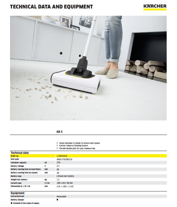 Cordless Electric Broom KB 5 Premium