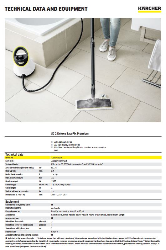 Steam Cleaner SC 2 Deluxe EasyFix / Karcher SC2