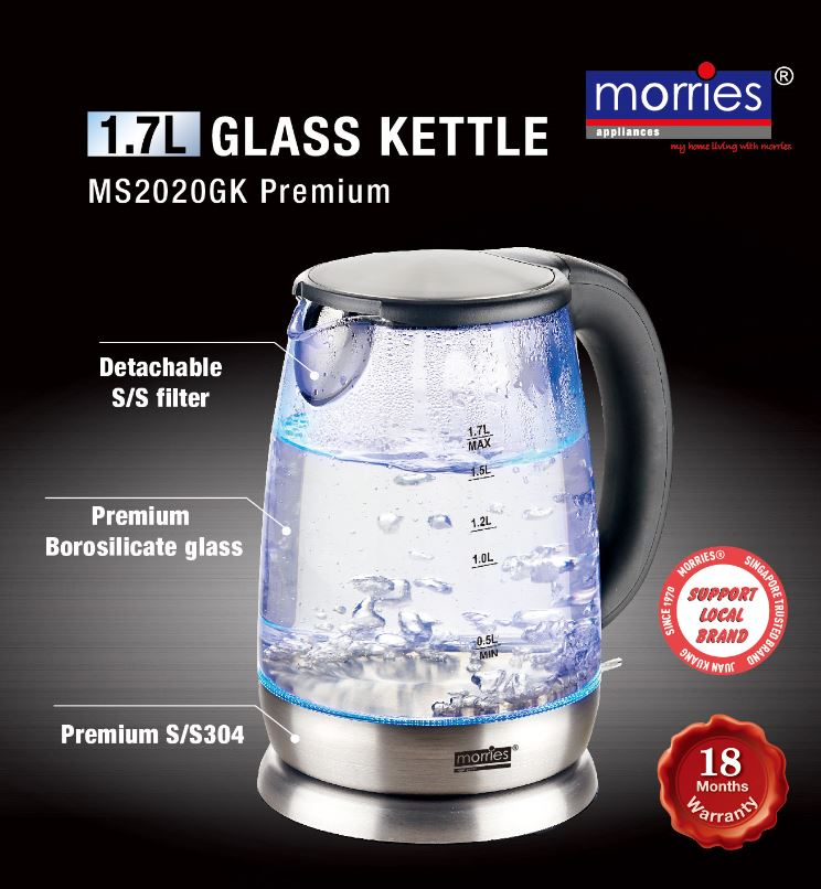 1.7L Glass Kettle MS 2020GK Premium