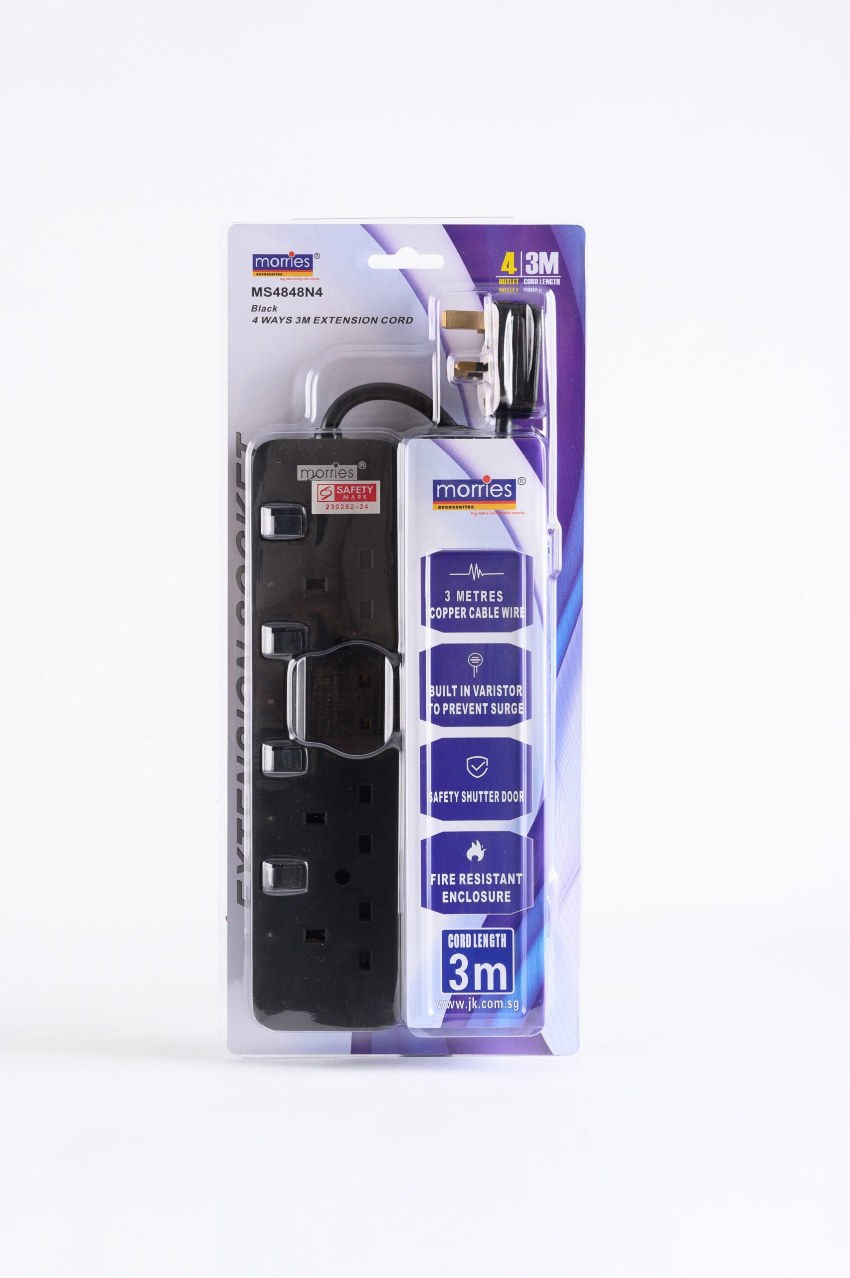 2/3/4Ways 3M Extension Cord MS2828/3838/4848 N2/3/4