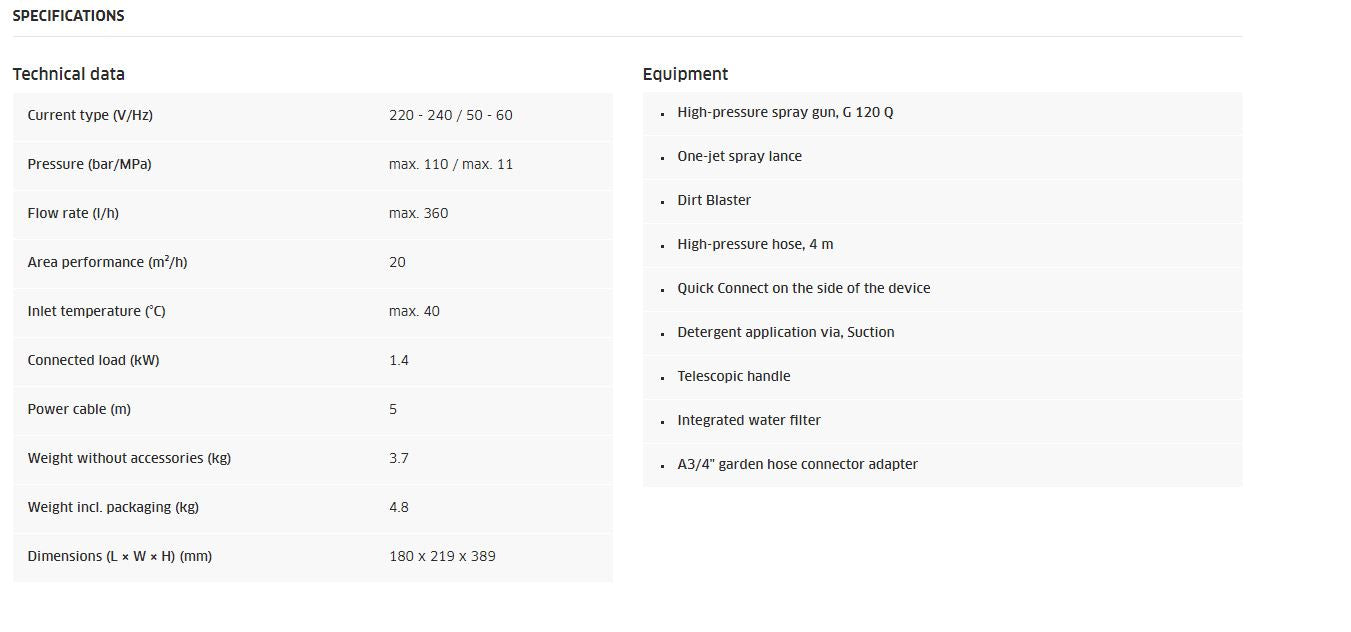 Compact Pressure Washer K2