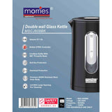 1.5L Double Wall Borosilicate Glass & Cordless Kettle MSCJ608BK