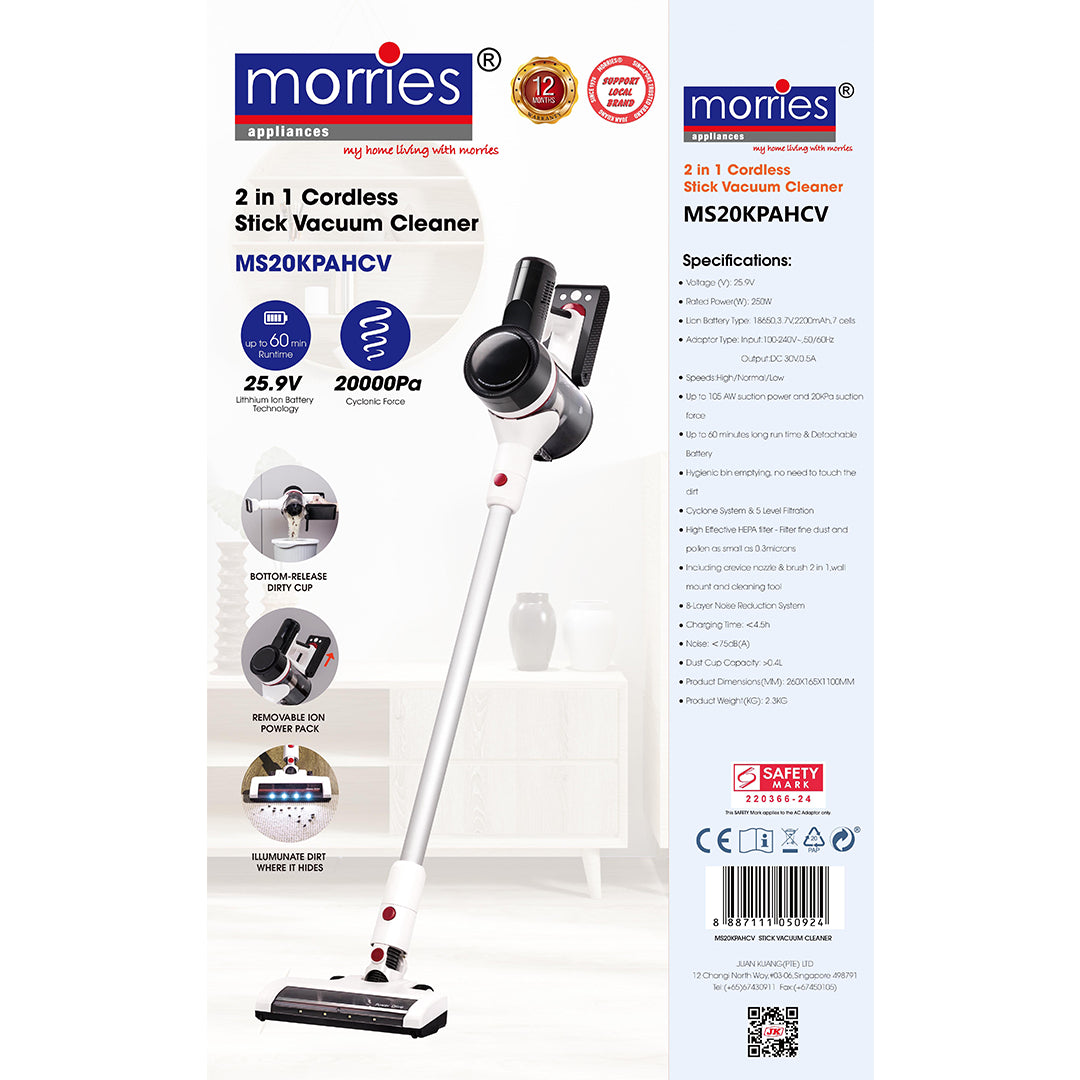 2 In 1 Cordless Stick Vacuum Cleaner MS20KPAHCV