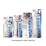 2/3/4/5 Way 3M Extension Cord (2USB + 1 TYPE C)